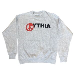 Pythia Peace Sign Logo Crewneck Sweatshirt in Heather Grey Medium TS9503